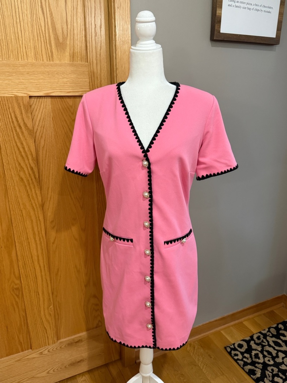 Alexia Admor Pink Midi Dress with Black Trim